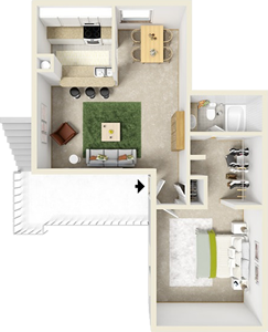 One Bedroom B / One Bath - 695 Sq. Ft.*